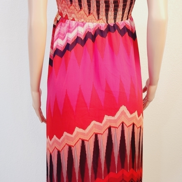 Lapis Strapless Sheer Lightweight Abstract Design Beach Summer Dress Size: L - Picture 7 of 12